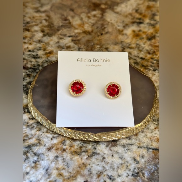 alicia Bonnie Jewelry - Alicia Bonnie Gold Ruby CZ Stud Earrings